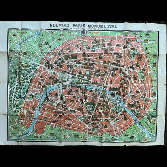 Beautiful map of Paris NewBo Paris monumental vintage - Picture 12 of 15